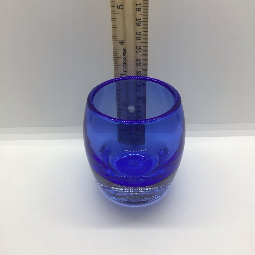 Crate & Barrel Cobolt Blue Glass Votive Candle Holder DIVA Made in Poland - Picture 4 of 7